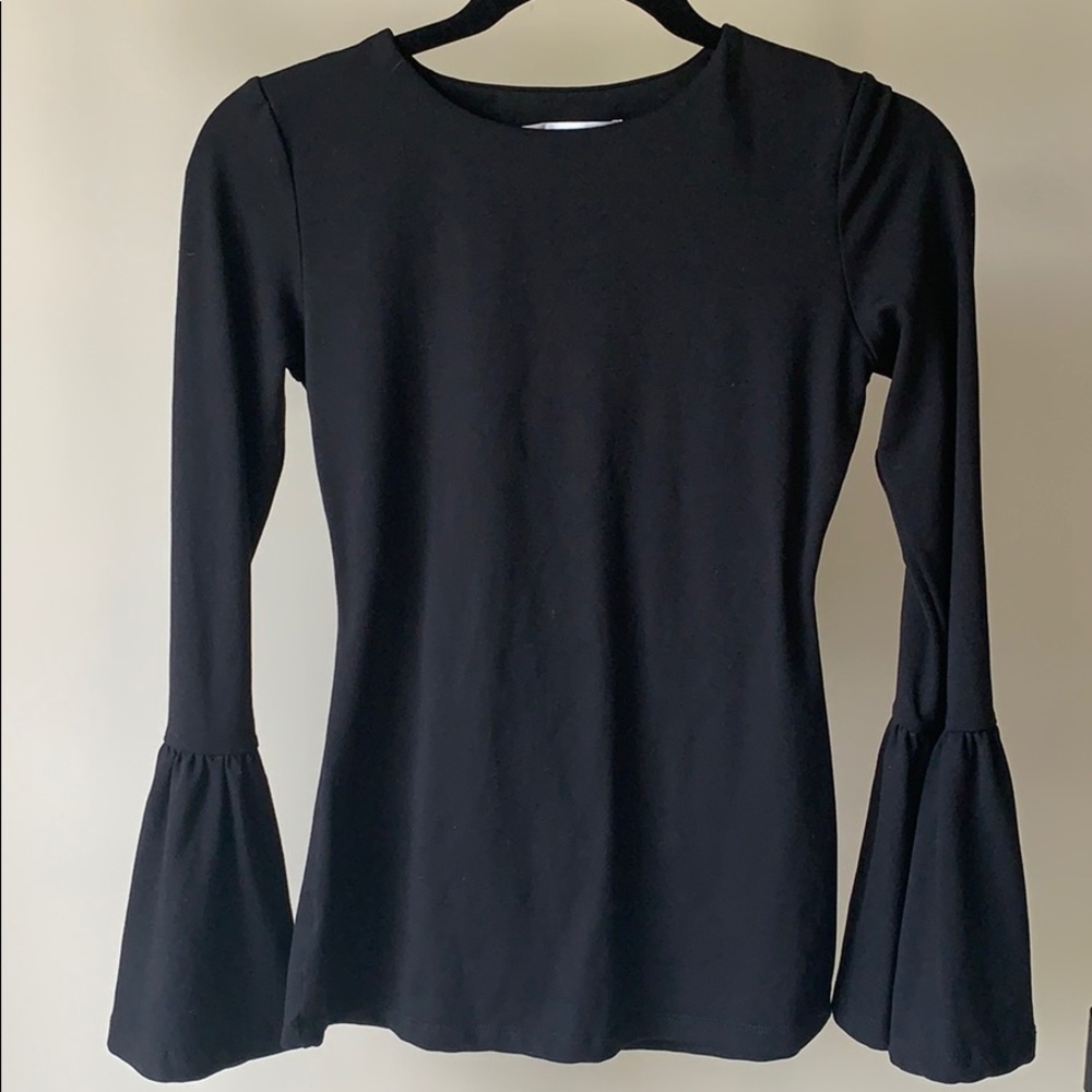 Susana Monaco Nicole Bell Sleeve Top Black Fitted